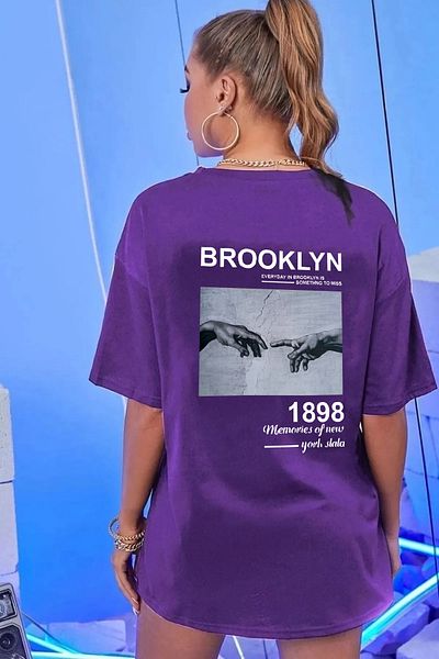 ciwi&life Μωβ μπλουζάκι Unisex με χειροποίητο χαλαρό κόψιμο