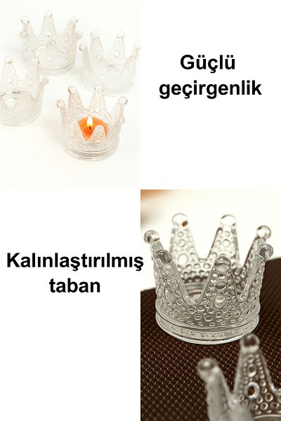 TOYFEST Crown Form Glass Ashtray / Candle Holder / Brush Container