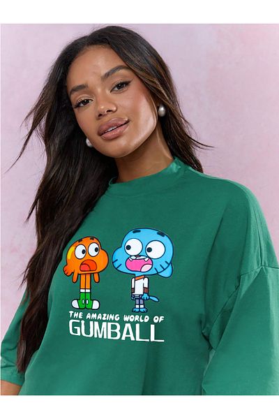 qavnas Πράσινο μπλουζάκι Unisex Gumball με χαλαρή εφαρμογή
