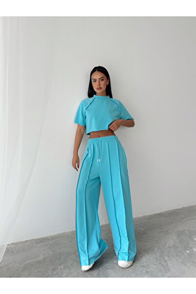 mydukkan.co Ters Dikiş Detay Crop Takım