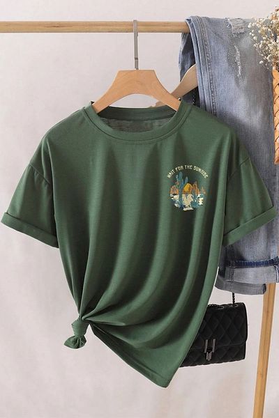 halowear Unisex Πράσινο μπλουζάκι με στάμπα Arizona Relaxed Cut