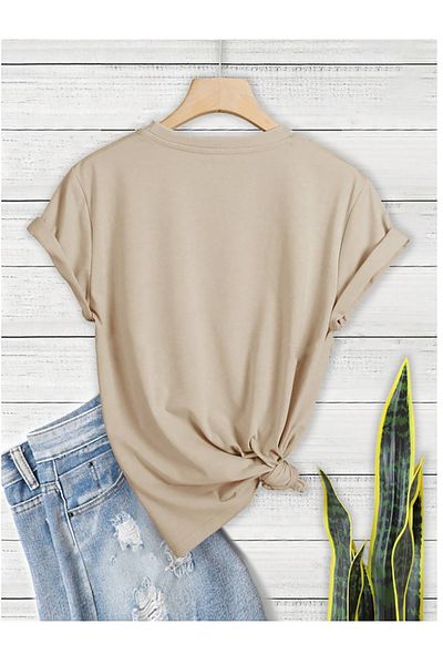qavnas Μπλουζάκι Unisex Heart Printed Relaxed Cut Beige T-shirt