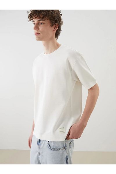 LC Waikiki XSIDE Ecru Crew Neck Bedrucktes Herren-T-Shirt