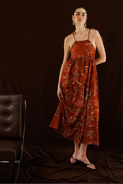 No Matter What Patterned Flowy Strap Maxi Dress