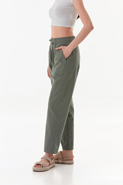 Fulla Moda Beli Lastikli Gabardin Pantolon