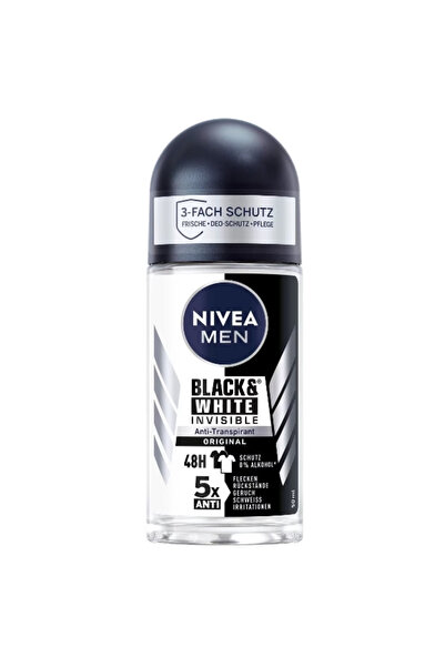 NIVEA Deodorant Roll On Men Invisible For Black And White Invisible Anti-transpirant, 48h, 50ml