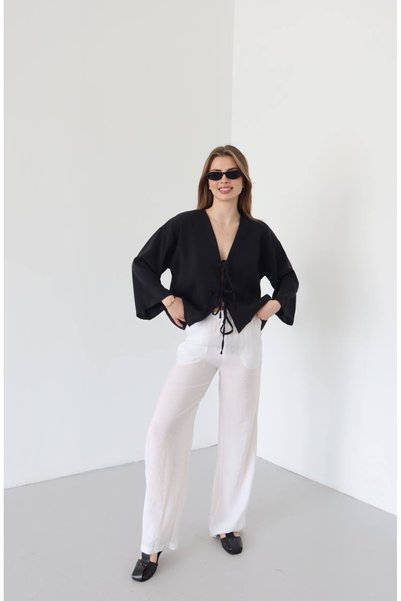 EMPERİA Women's Tie Front Shirt