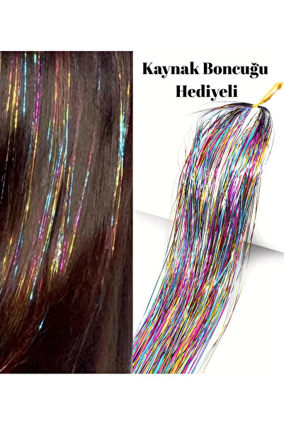 MutluBiDünya Kaynak Boncuğu Hediyeli Hair Tinsel Gelin Teli Saç Simi Aksesuarı