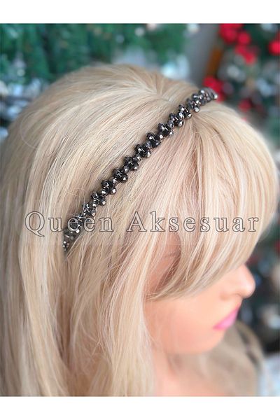 QUEEN AKSESUAR Luxury Design Crystal Stone Embroidered Thin Modern Crown Special Day Crown Shiny Janjan Brown