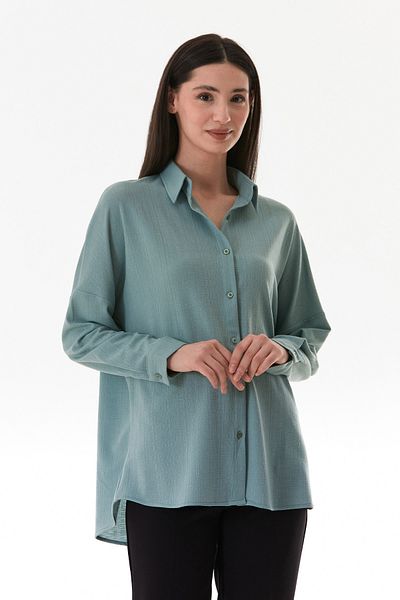 Fulla Moda Basic Jacquard Oversize Πουκάμισο