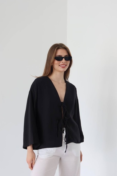 EMPERİA Women's Tie Front Shirt