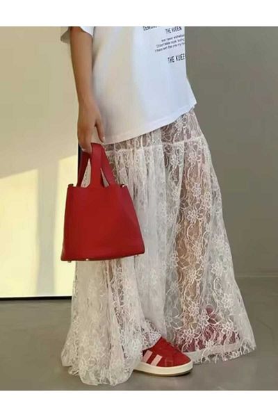 GARDIROZA White Lace Skirt, Flight Lace Skirt, Maxi Guipure Skirt, Maxi White Guipure Skirt