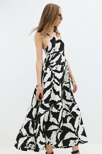 No Matter What Patterned Flowy Strap Maxi Dress