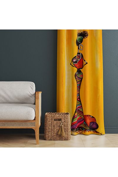 stellahomes Decorative Figure and Abstract Motif Background Curtain – Dynamic and Stylish Design 140X260 cm Single Wing