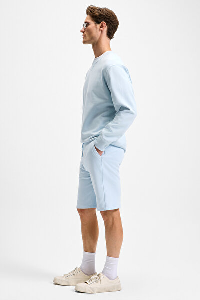 GRIMELANGE Grexon Men's Cotton Regular Fit Light Blue Shorts & Bermuda