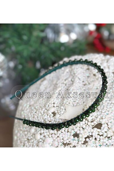 QUEEN AKSESUAR Luxury Design Crystal Stone Embroidered Thin Modern Crown Special Day Crown Shiny Janjan Emerald Green