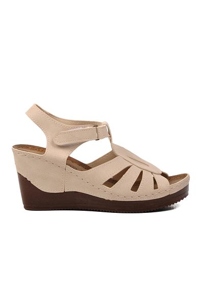 Aspor Beige Women's Flat Sandals