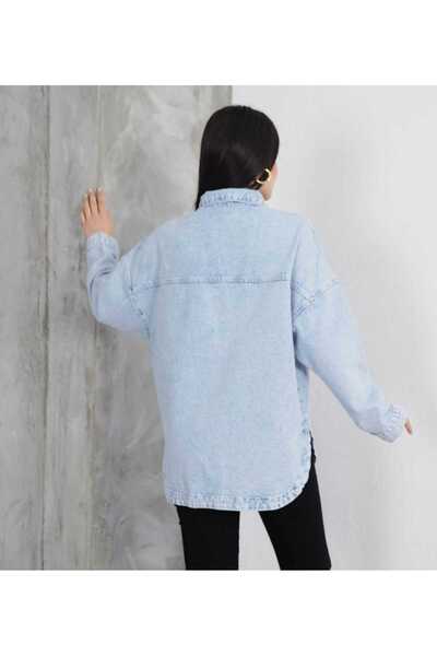 Butik Şans Джинсова куртка з кишенями та деталізованим малюнком зірки, нанесеним методом трафаретного друку