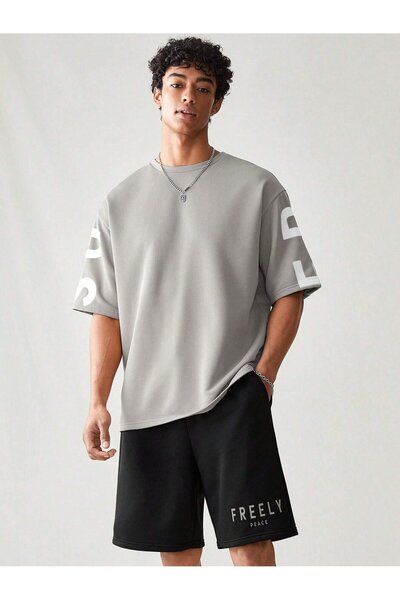 darkopia Men's Freely Printed Oversize Tshirt and Shorts Tracksuit Set