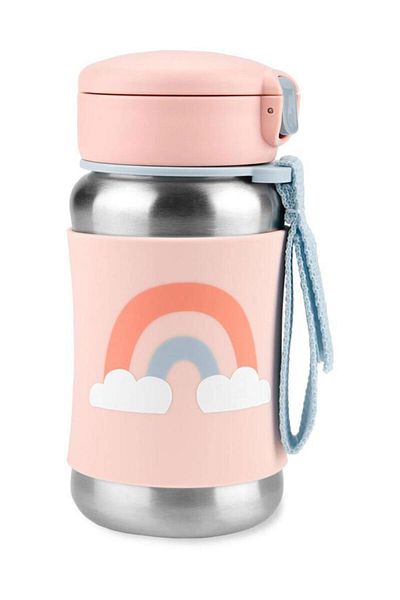 NEZADE STORE Skip Hop Zoo Stainless Steel Water Bottle with Straw 350 ml Rainbow