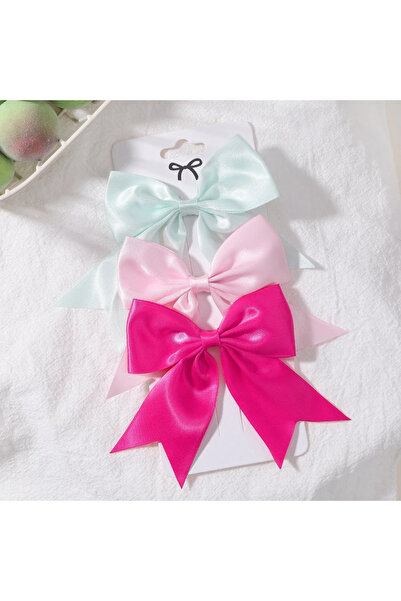 Fiyonks Atölye Satenska mašna šnalica, set od 3 komada, ženska i dečja šnalica