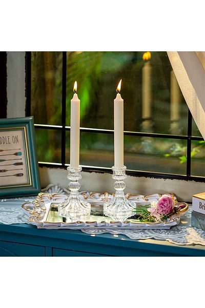 Generic 6 Inch Glass Candle Holder Set Clear Glass Candle Holders for Weddings, Festivals, Parties, and Decor
