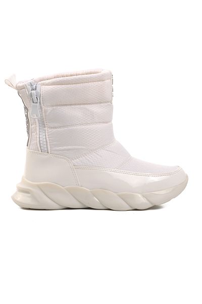 Aspor White Patent Leather Women's Snow Boots