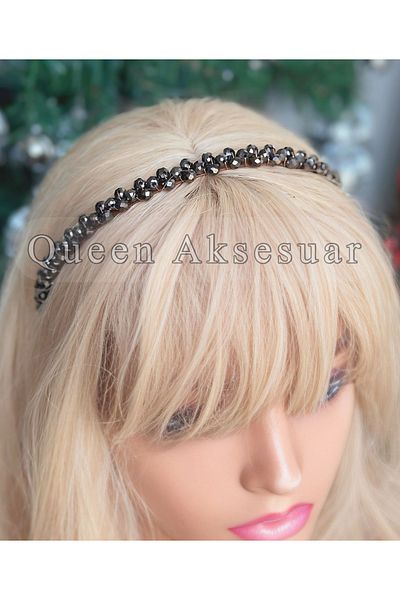 QUEEN AKSESUAR Luxury Design Crystal Stone Embroidered Thin Modern Crown Special Day Crown Shiny Janjan Brown