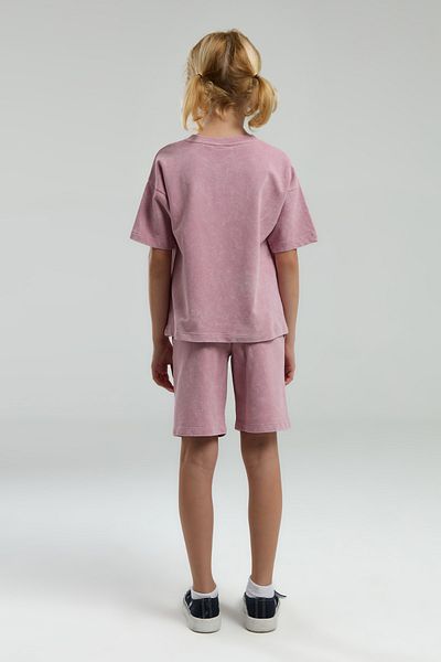 U.S. Polo Assn. Girl's 100% Cotton Crew Neck Dusty Rose Shorts T-Shirt Set of Two