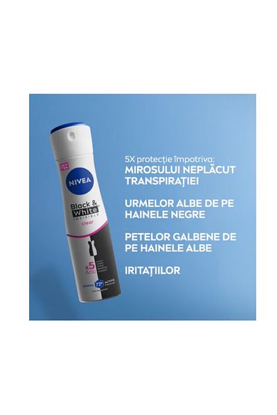 NIVEA Invisible Spray Deodorant For Black And White, Clear, 250 ml