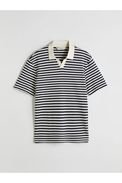 LC Waikiki LCW Vision Indigo Polo Yaka Çizgili Erkek Tişört