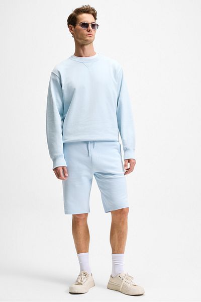 GRIMELANGE Grexon Men's Cotton Regular Fit Light Blue Shorts & Bermuda