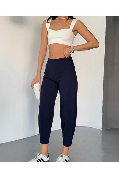 Wearflawless Women's Scuba Crep Fabric Elastic Waist Shalwar Model Balloon Pants