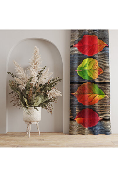LadiesHome Sonbahar Yaprak Desenli Fon Perde – Sıcak ve Doğal Dokunuş 140x260...