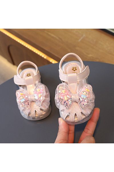Superbaby Sandale roz pudra sidefat pentru fetite - Doll