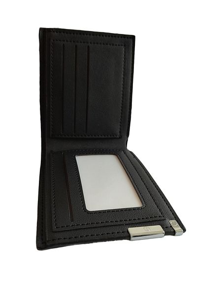OEM Men's Wallet, Eco-Leather, 12.5 x 9.5 x 2 cm, Black, Metal Corner