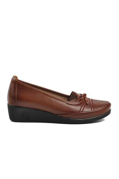 Aspor Tan Genuine Leather Women's Flat Casual Casual Shoes