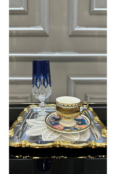 ACAR Porselen Tolede Ayaklı Kahve Fincan Takımı Seti