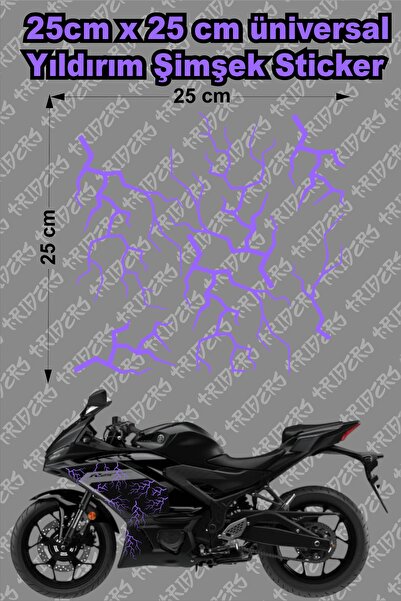 TRİDERS Şimşek Yıldırım Sticker 25x25cm Folyo Kesim Evrensel Üniversal Desen ...