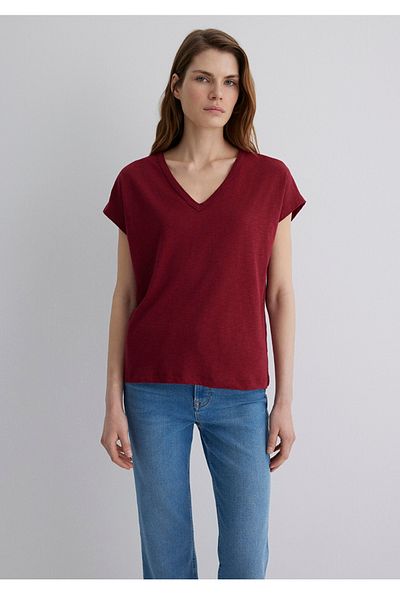 Mavi V-Neck Regular Fit 100% Cotton Basic T-Shirt