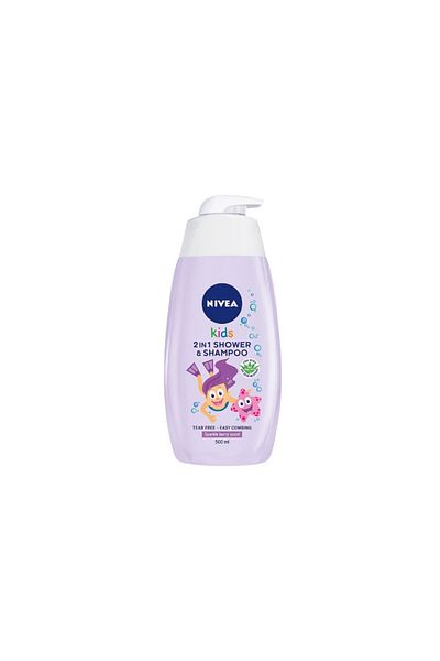 NIVEA Kids Shower Gel and Shampoo, 2in1, For Body, Face and Hair, With Berries Scent, 500 ml