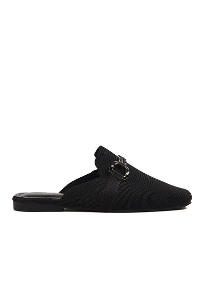 Aspor شبشب نسائي من التريكو الأسود خفيف الوزن ونحيف وذو نعل رفيع ومغلق من الأمام