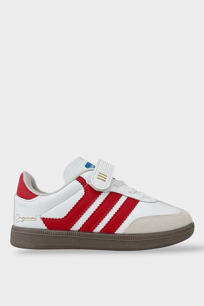 Liger Unisex Velcro Laced Children's Sports Shoes White - Red