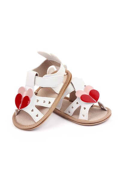 Superbaby Sandalute albe cu doua inimioare