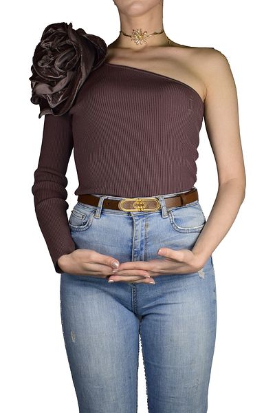 GoDeri 100% Genuine Leather Gold Color Buckle 2 cm Light Brown Women's Dress and Trouser Belt