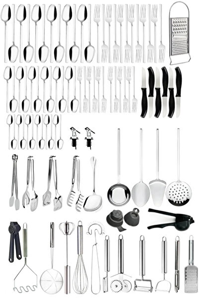 Homerest 92 Parça Günlük Kullanım Mutfak Sivri Model Çatal Kaşık Bıçak Seti 6...