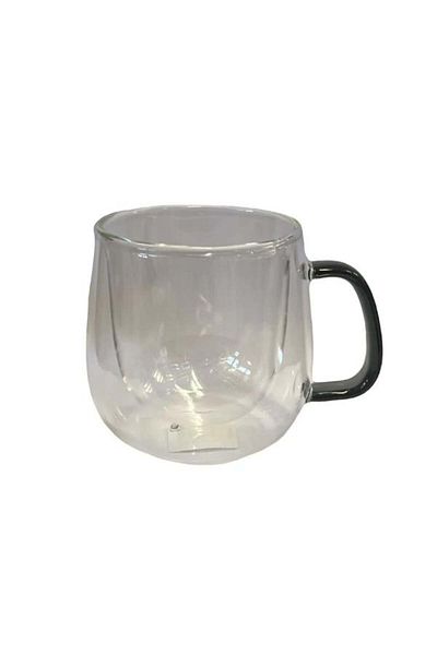 Mu Art Ahşap Double Walled Glass Mug Gray Color