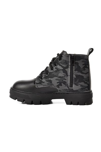 Aspor Black Gray Camouflage Kids Boots
