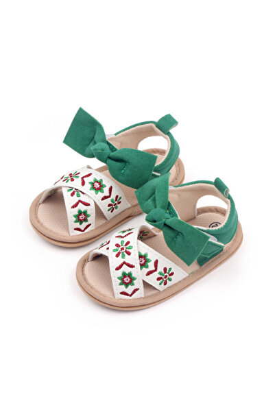Pure Boutique White sandals with green - Flowers