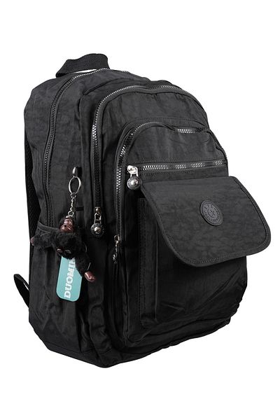 DUOMİNO Crinkle Fabric Water Resistant Large Size Black Clinker Backpack/laptop Travel School Bag 15,6
